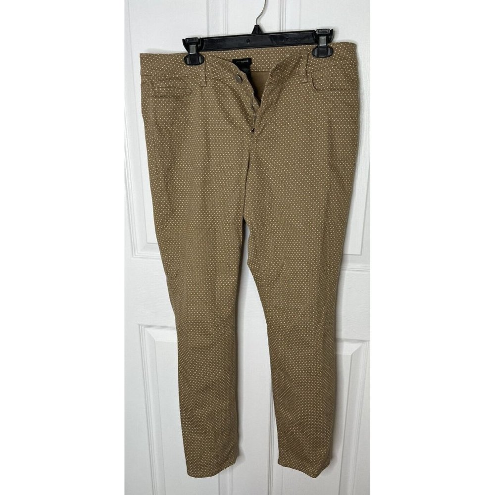 Ann Taylor Size 10 Curve Denim Pants Gold With White Polka Dots.